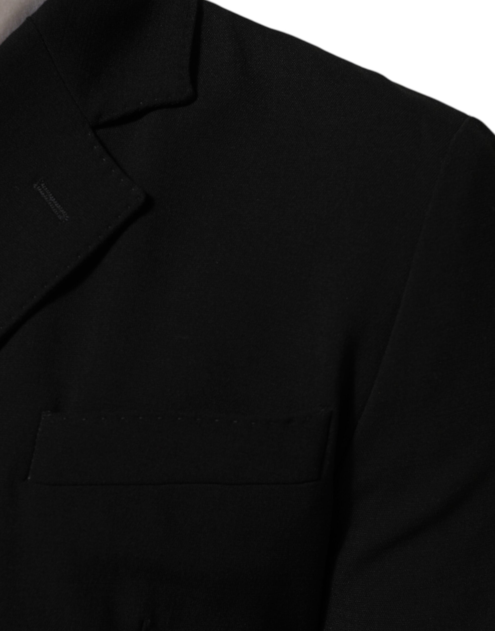 Black Wool Double Breasted Men Jacket Blazer