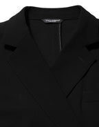 Black Wool Double Breasted Men Jacket Blazer