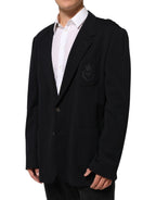 Black Viscose 2 Buttons Suit Jacket Blazer