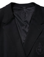 Black Viscose 2 Buttons Suit Jacket Blazer