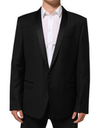 Black Wool GOLD 1 Button Men Suit Blazer