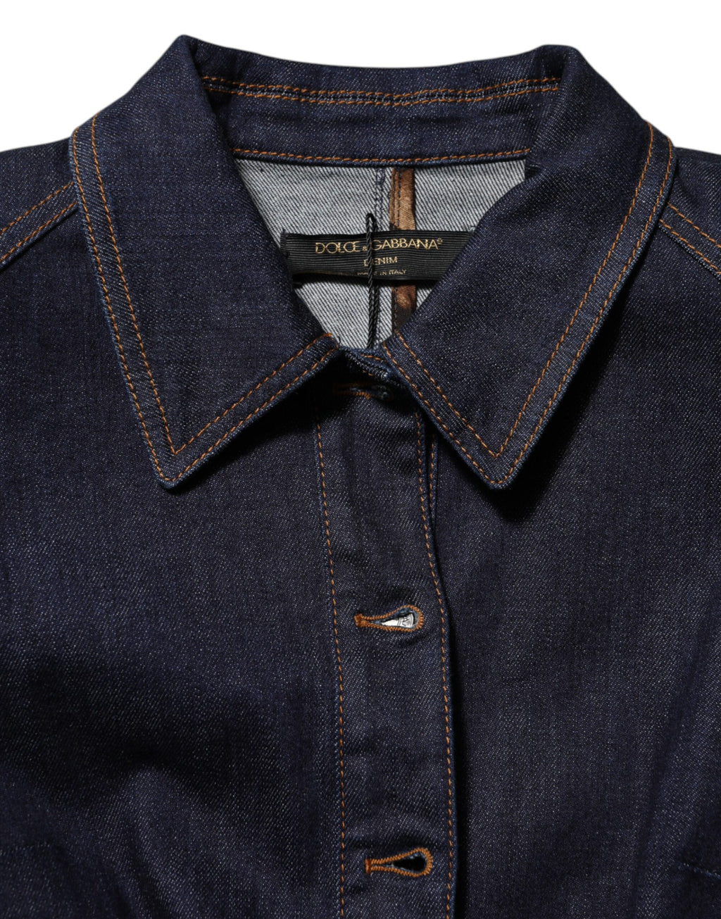 Dark Blue Cotton Collared Denim Coat Jacket