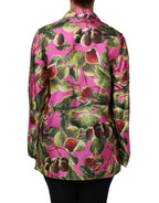 Hot Pink Fig Printed Silk Shirt Blouse Top