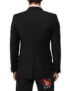 Black Wool MARTINI 2 Button Men Suit Blazer