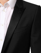 Black Wool MARTINI 2 Button Men Suit Blazer