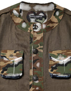 Brown Camouflage Linen Button Down Jacket