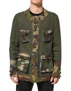 Brown Camouflage Linen Button Down Jacket