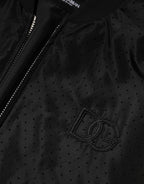 Black Acetate Full Zip Bomber Men Jacket