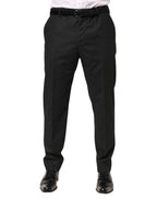 Black Cotton Mid Waist Dress Trouser Pants