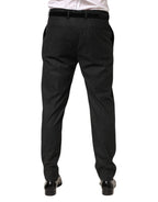 Black Cotton Mid Waist Dress Trouser Pants