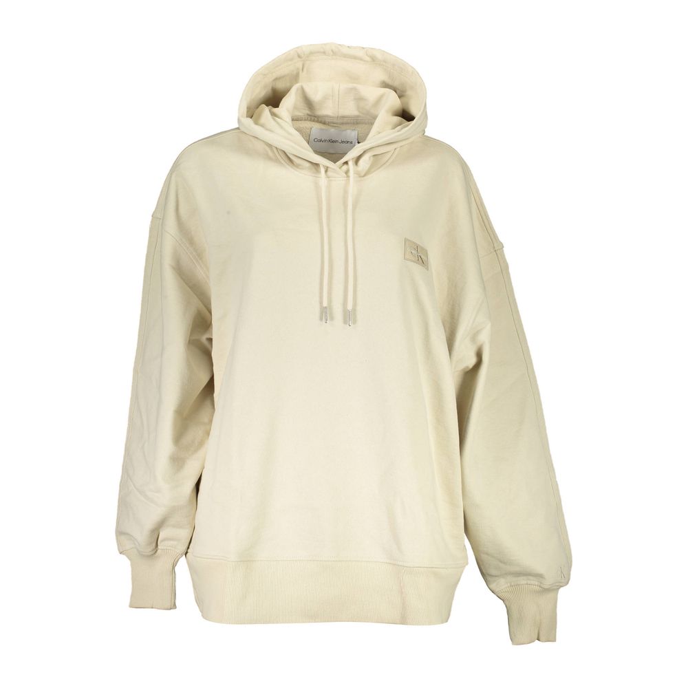 Beige Recycled Cotton Women Hoodie