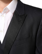 Black MARTINI 2 Buttons Suit 3 Piece Suit