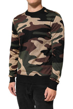 Multicolor Camouflage Crew Neck Men Pullover Sweater