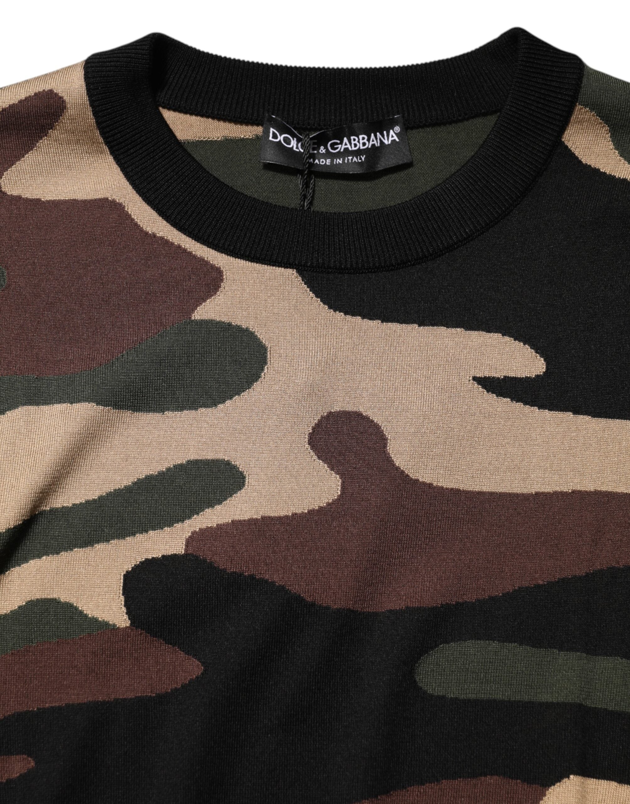 Multicolor Camouflage Crew Neck Men Pullover Sweater