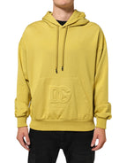 Yellow Logo Cotton Hooded Sweatshirt Sweater
