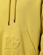 Yellow Logo Cotton Hooded Sweatshirt Sweater