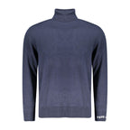 Blue Cotton Men Sweater Turtleneck