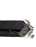 Black Safety Pins Silk Adjustable Necktie Accessory Tie