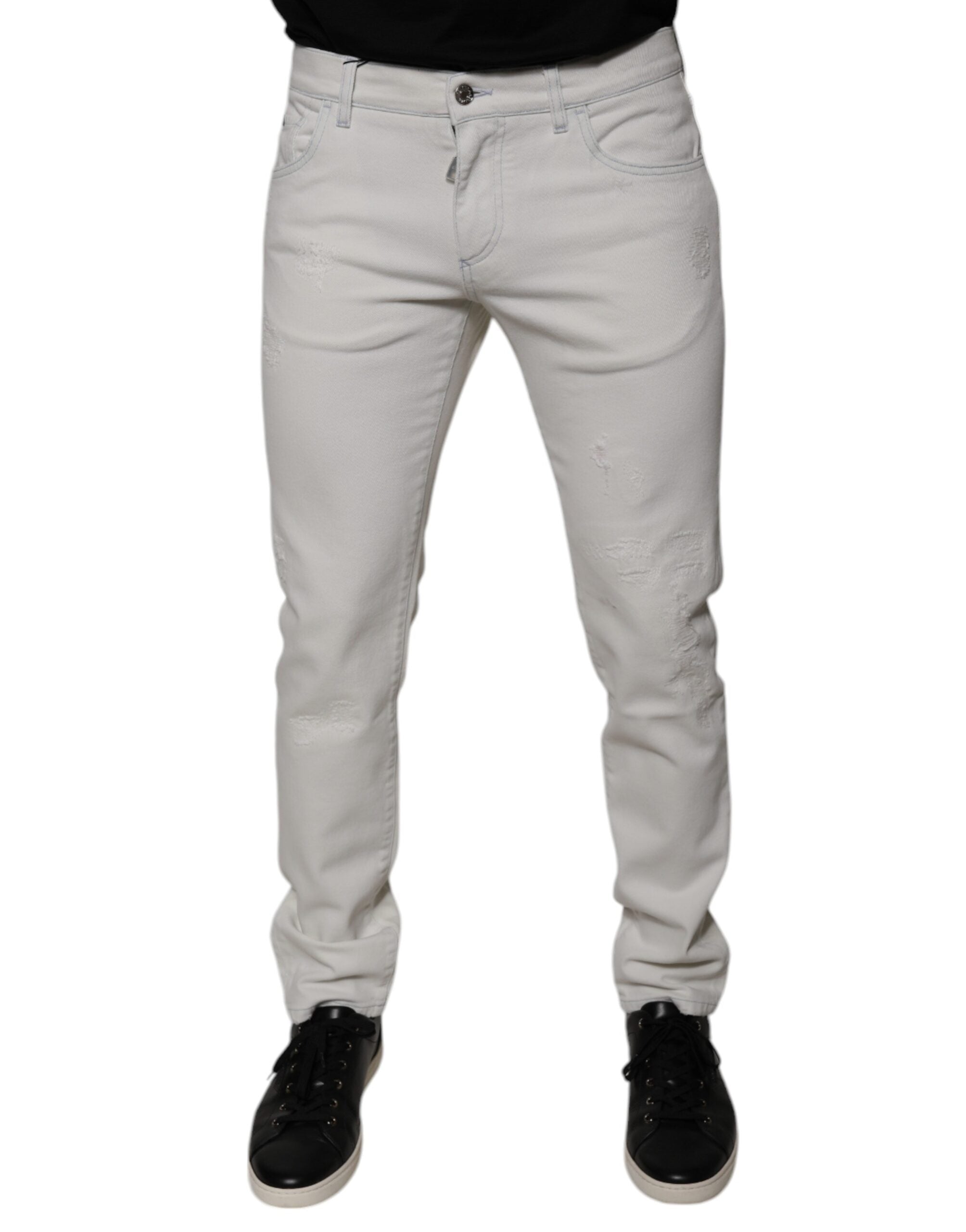 White Cotton Stretch Skinny Men Denim Jeans