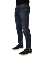 Blue Cotton Stretch Skinny Men Denim Jeans