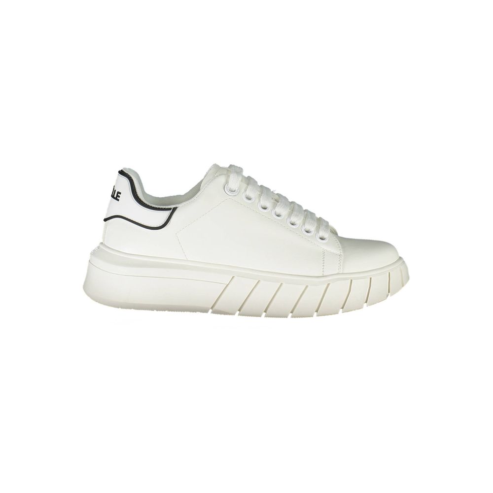 White Polyurethane Women Sneaker