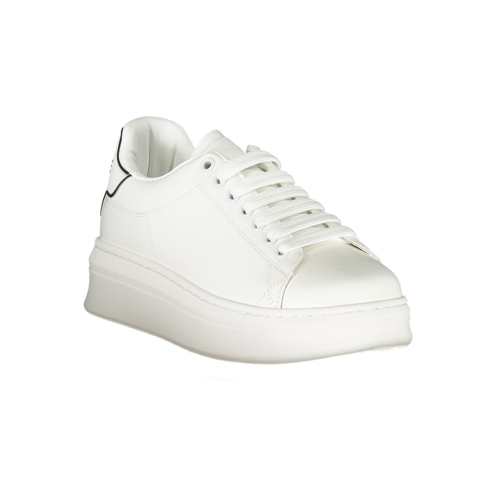 White Polyurethane Women Sneaker