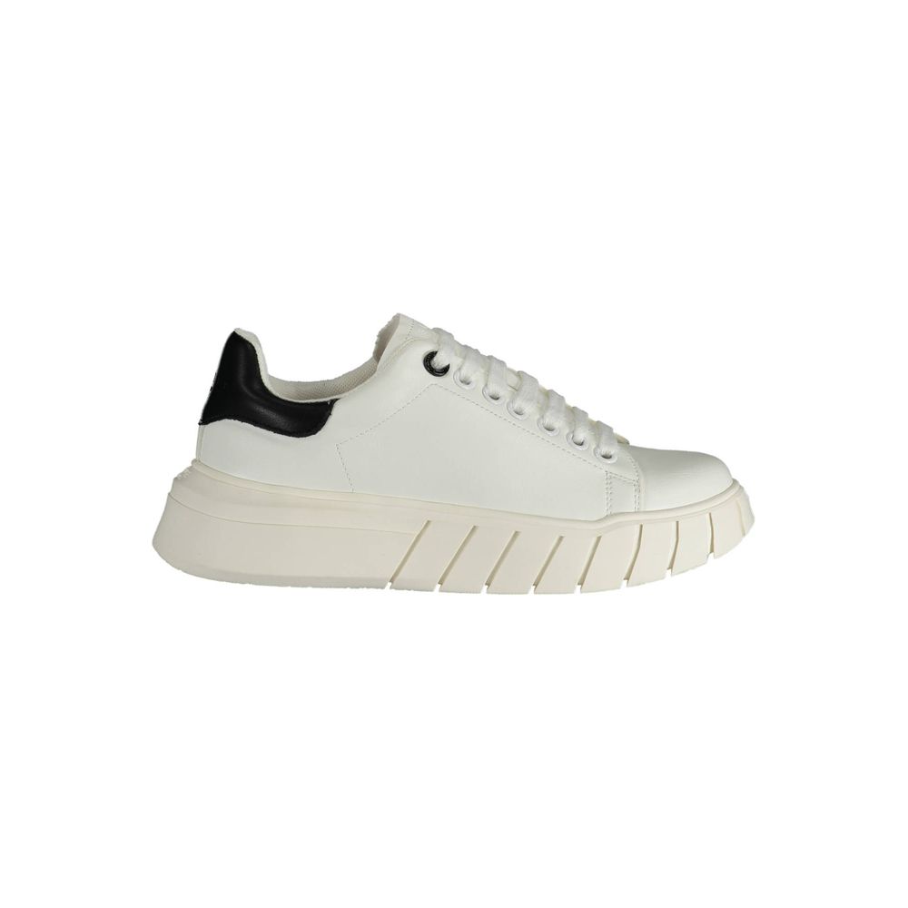 White Polyurethane Women Sneaker