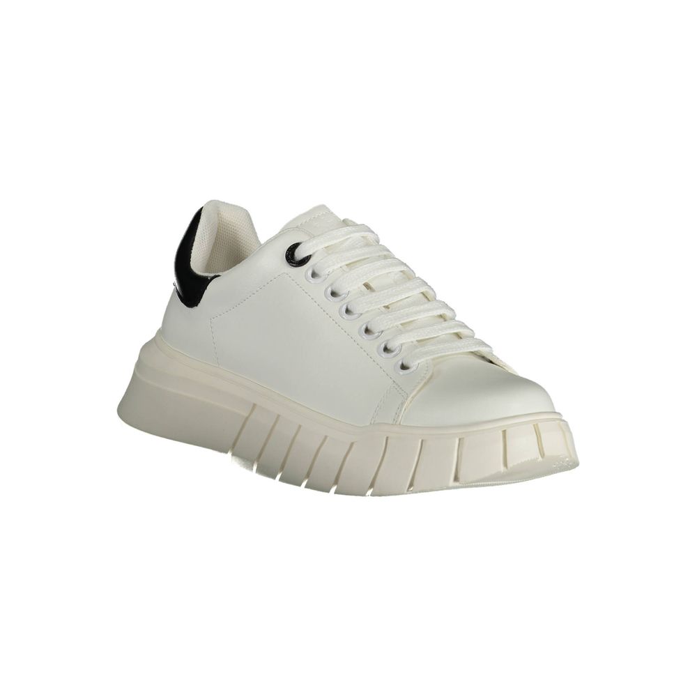 White Polyurethane Women Sneaker