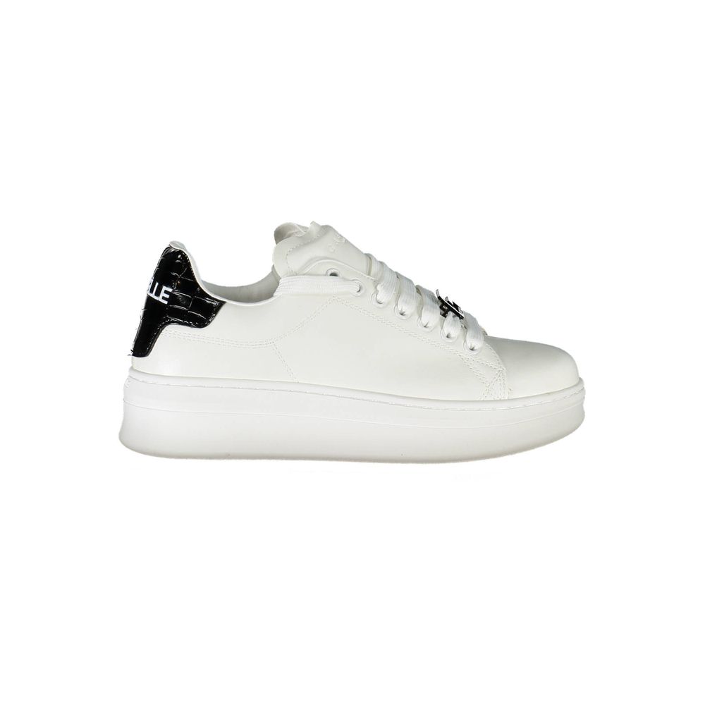White Polyurethane Women Sneaker