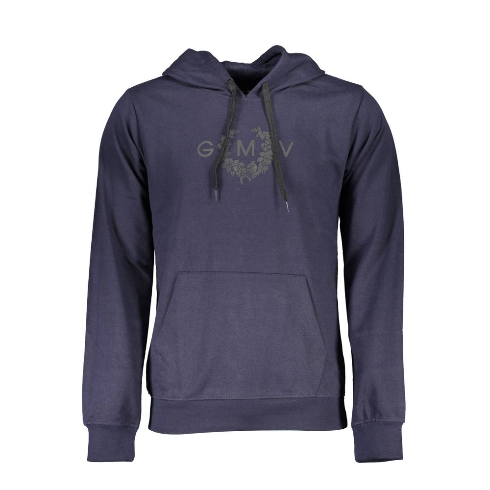 Blue Cotton Men Hoodie