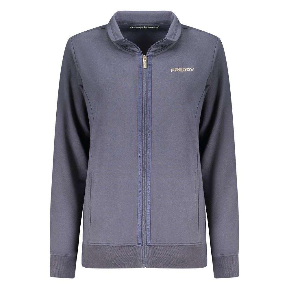 Blue Cotton Women Sweatshirt