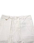 White Cotton Stretch Cropped Trouser Pants