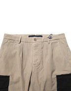 Beige Mid Waist Skinny Men Cargo Chino Trouser Pants