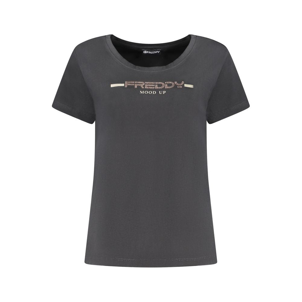 Black Cotton Women T-Shirt