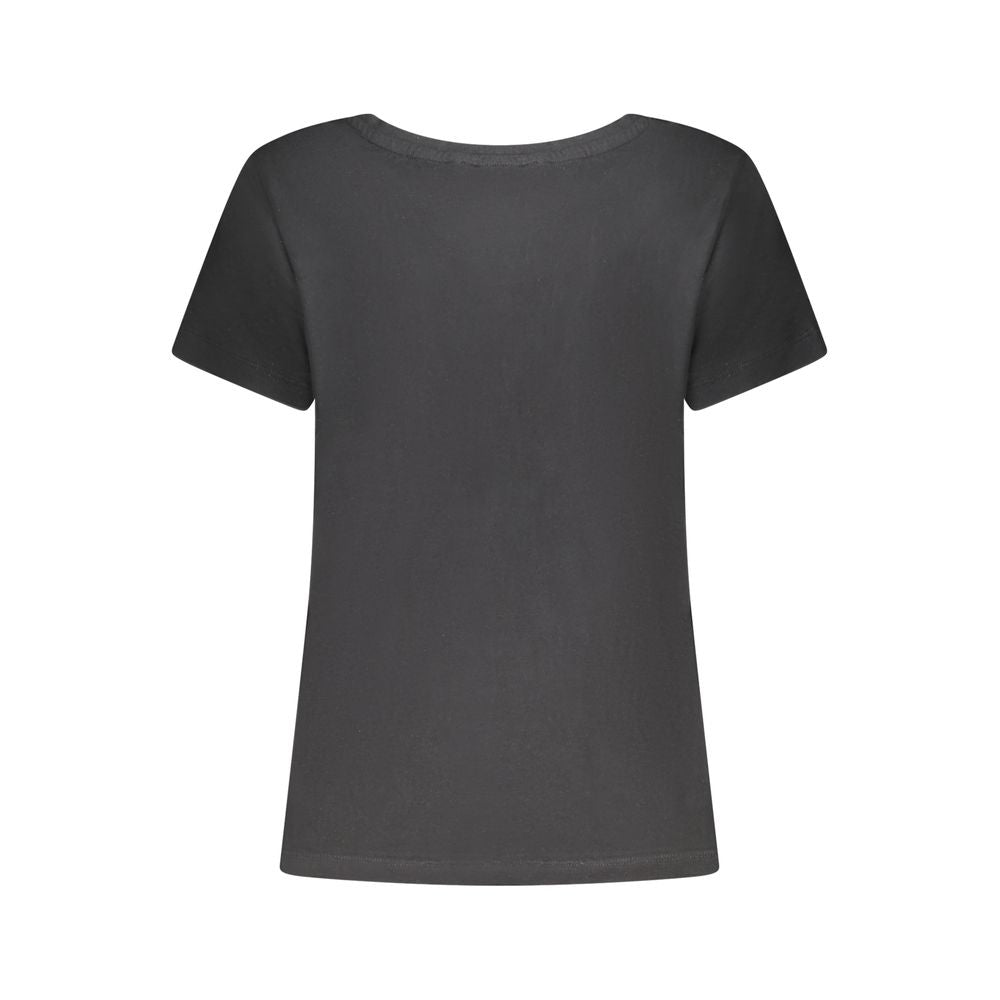 Black Cotton Women T-Shirt
