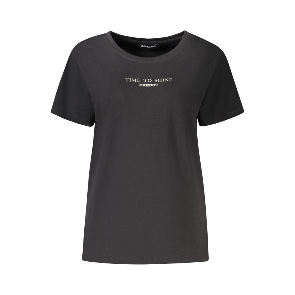 Black Cotton Women T-Shirt