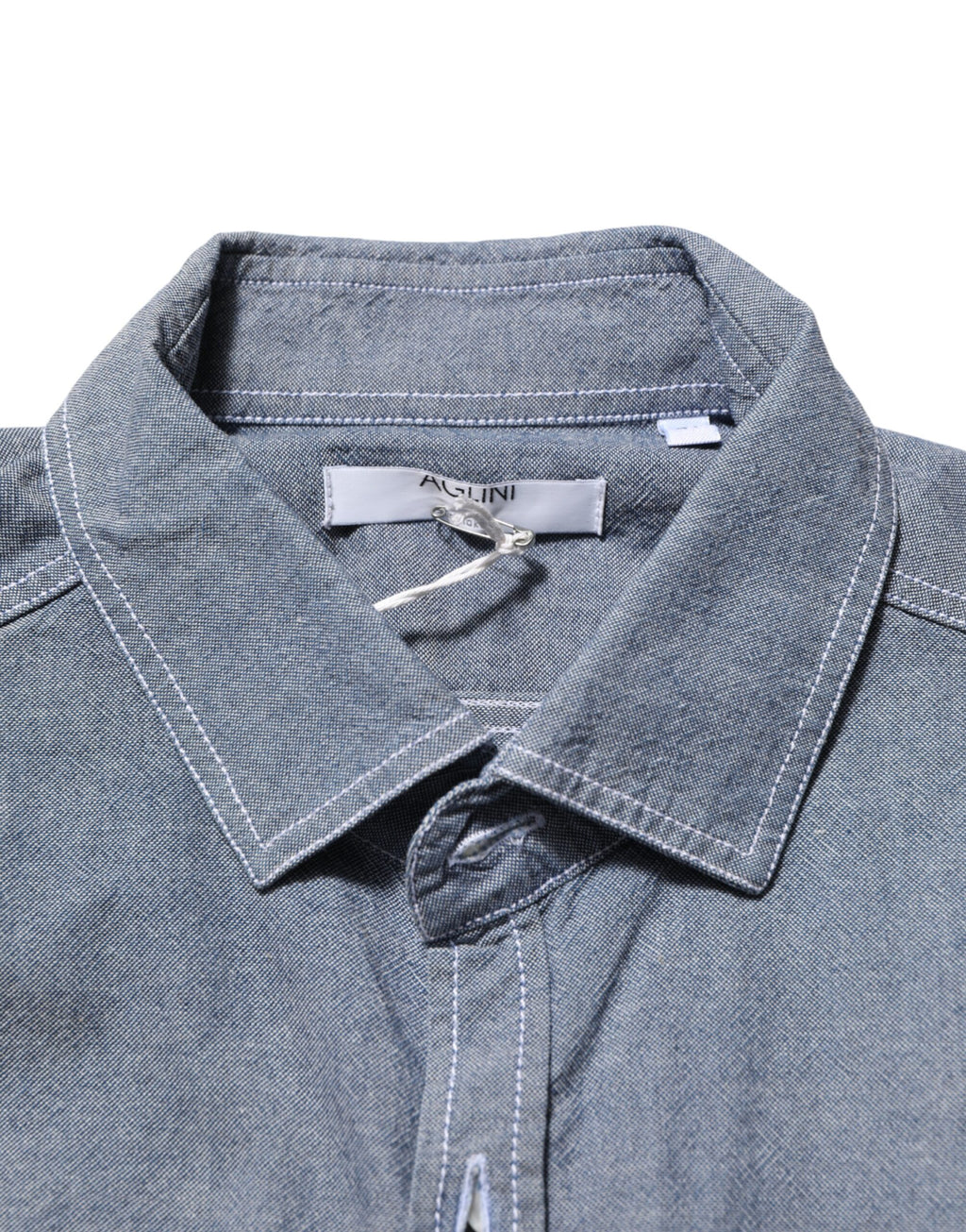 Blue Denim Regular Fit Collared Long Sleeve Casual Shirt