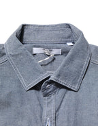 Blue Denim Regular Fit Collared Long Sleeve Casual Shirt