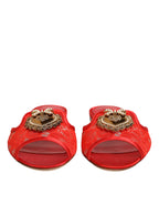 Red Devotion Lace Flats Slip On Sandals Shoes
