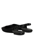 Black Crystal Charmeuse Slingback Shoes