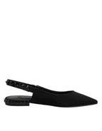 Black Crystal Charmeuse Slingback Shoes