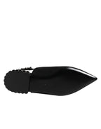 Black Crystal Charmeuse Slingback Shoes