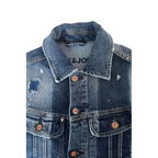 Blue Cotton Men Jacket