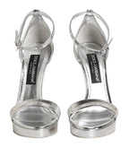 Silver Leather Platform Keira Sandals Shoes