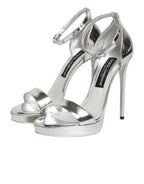 Silver Leather Platform Keira Sandals Shoes