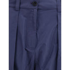 Blue Polyester Casual Pants