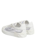 White Mesh Inserts Low Top Sneakers Shoes