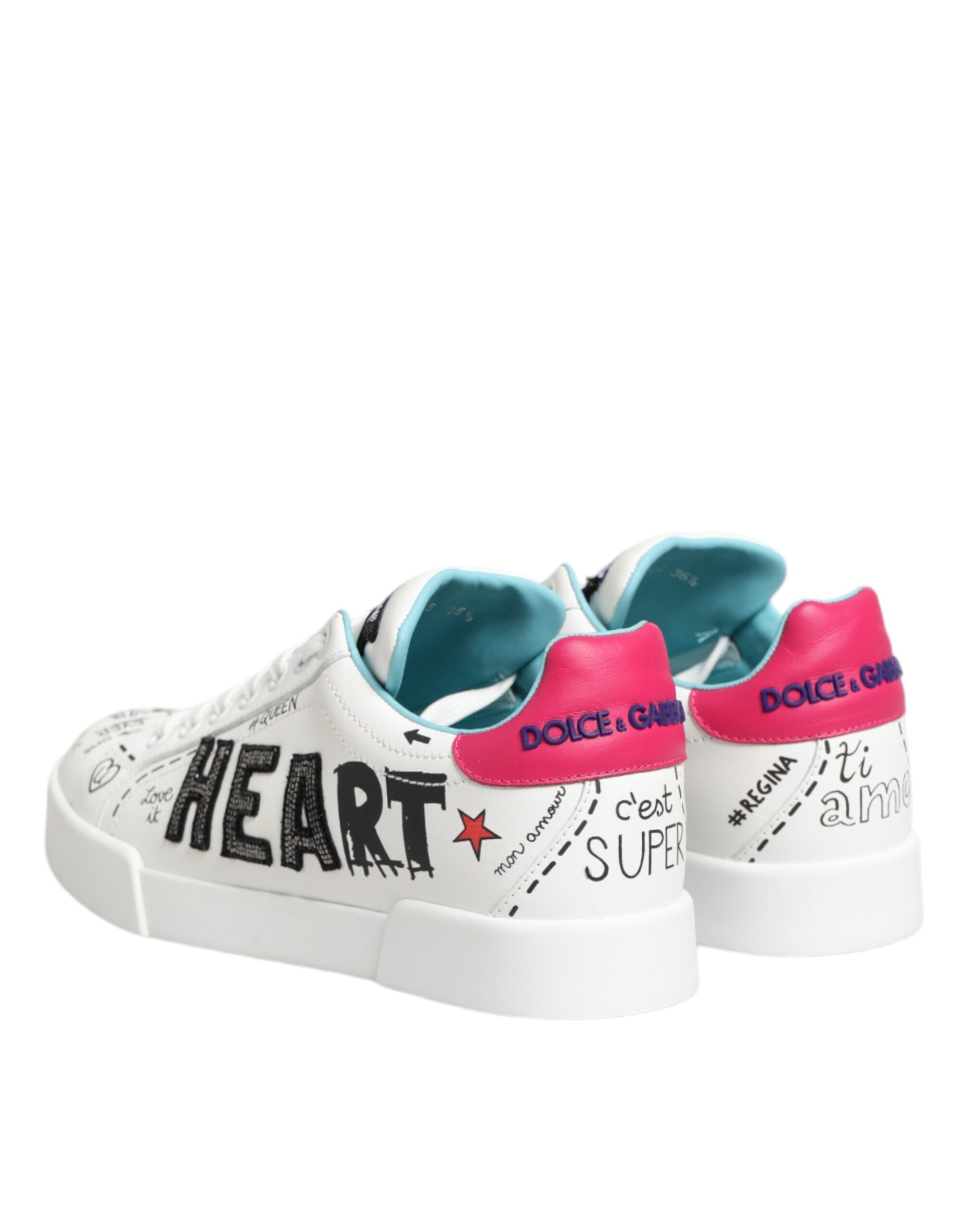 White Leather Graffiti Low Top Sneakers Shoes