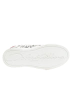 White Leather Graffiti Low Top Sneakers Shoes