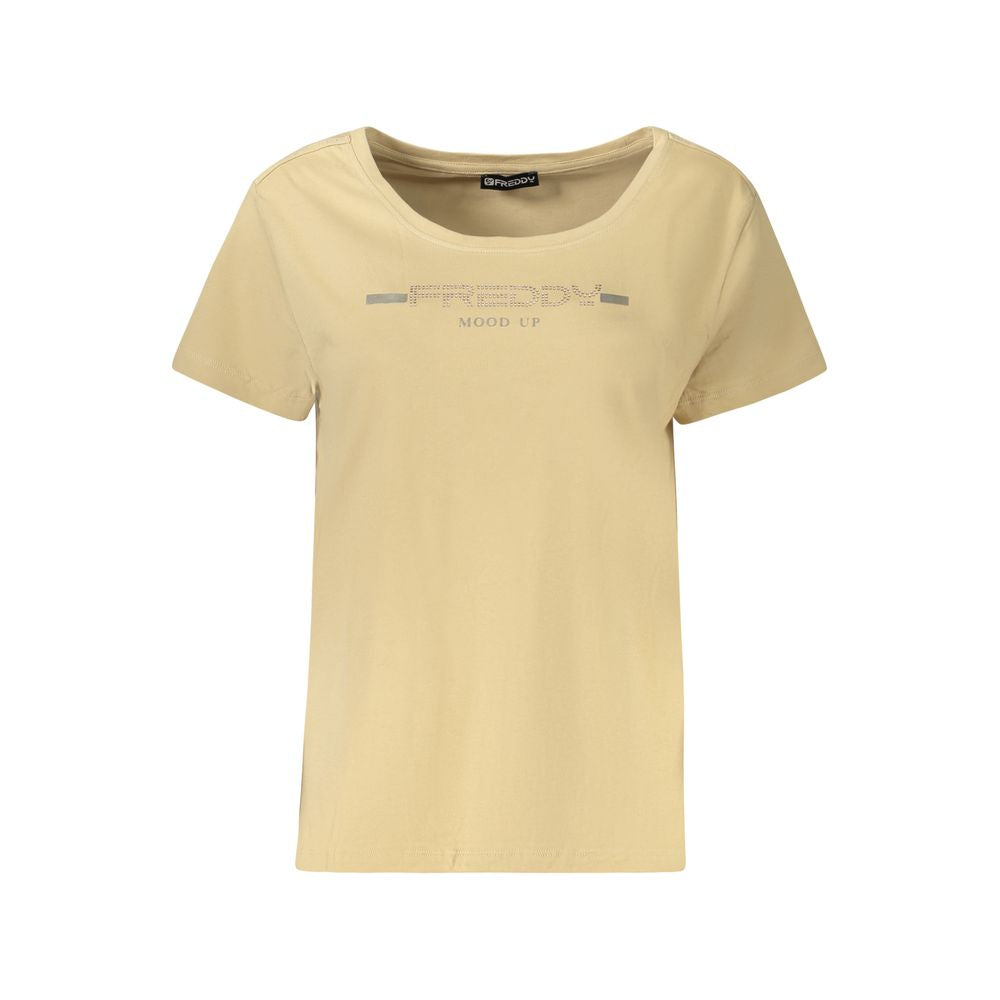 Beige Cotton Women T-Shirt